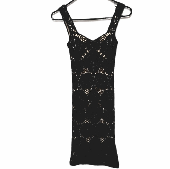 Intimately Free People Black Medallion Crochet Bodycon Dress Size XS - Picture 2 of 14